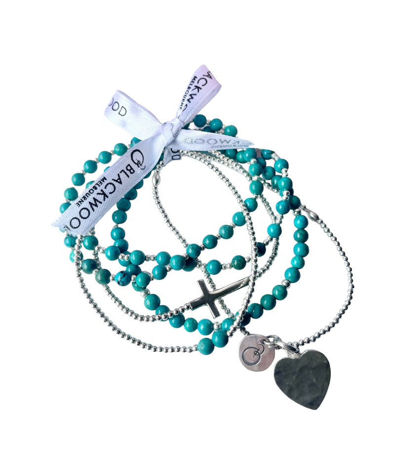 The Turchese Stack: Sterling Silver & Turquoise Bracelets FREE SHIPPING