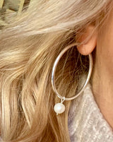 The Perla Hoops: Sterling Silver & Freshwater Pearl Hoops FREE SHIPPING